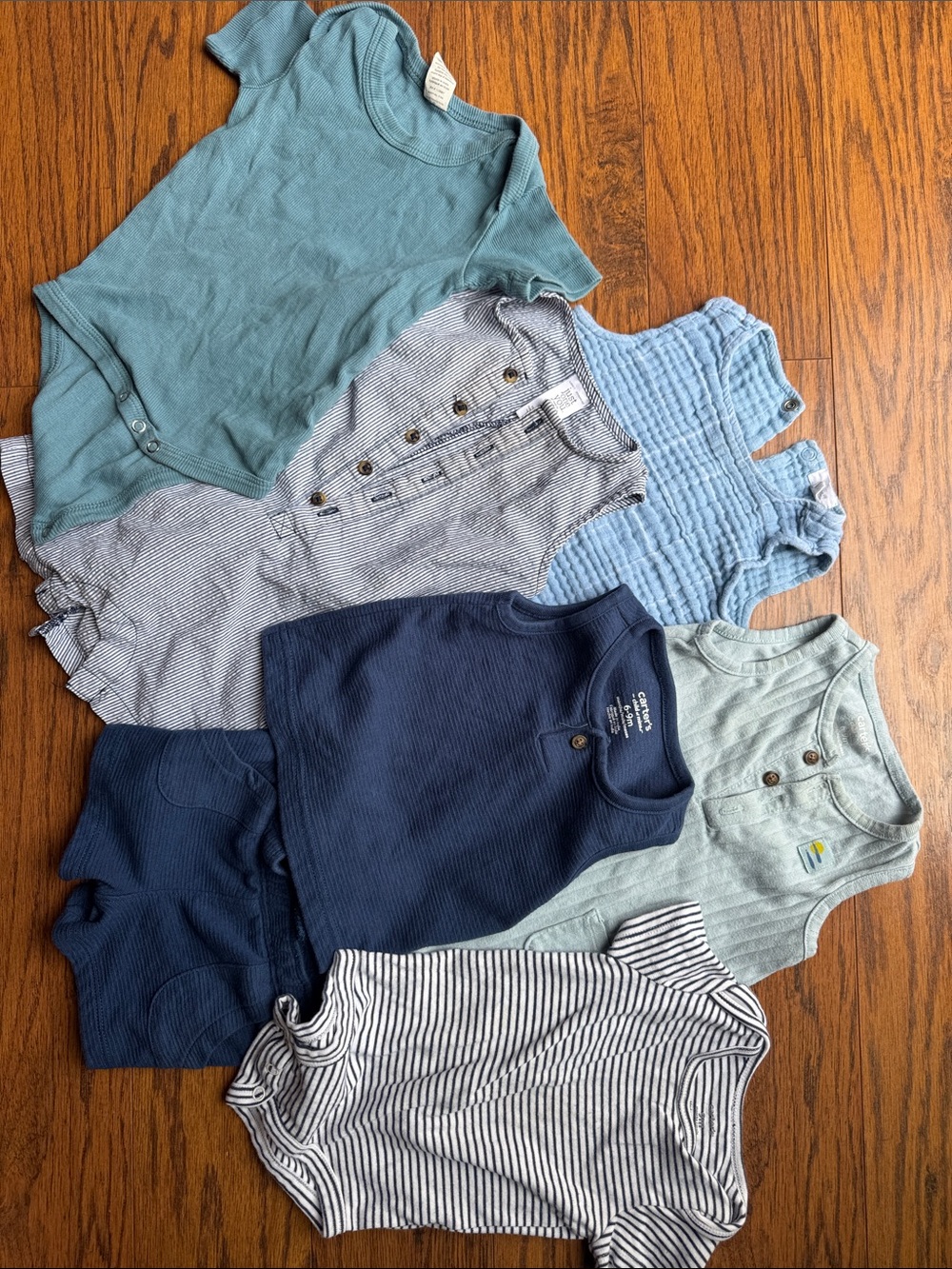 Baby Boys Mixed Blue & Green Onesie Bundle